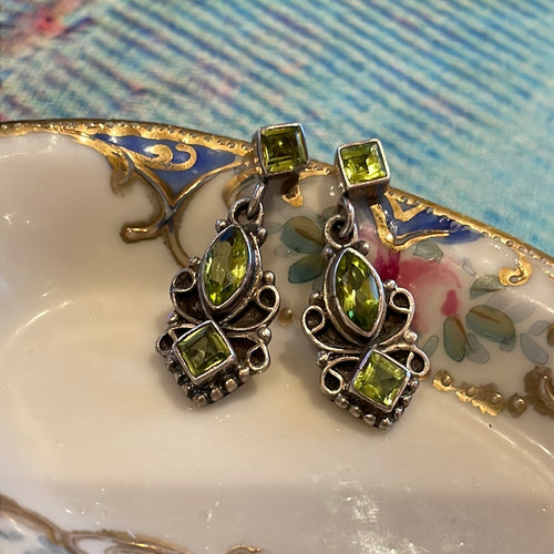 Peridot Earrings, Natural Peridot, August Birthstone, Silver Flower Ea –  Adina Stone Jewelry